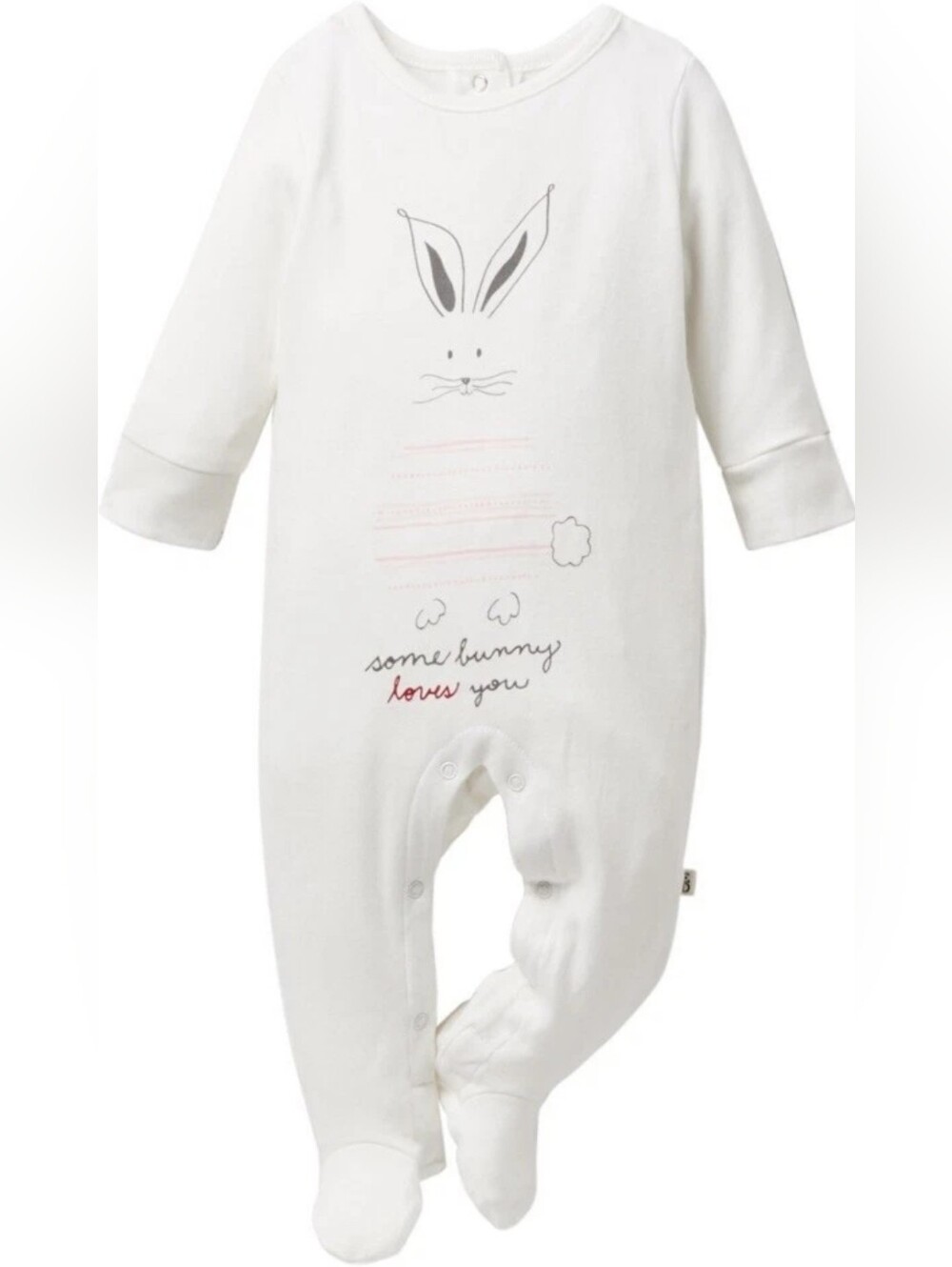 Ellen Degeneres White Baby One-Piece with Bunny Graphic